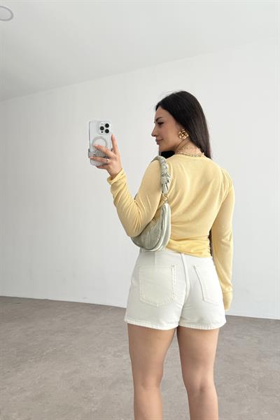 Hafif Transparan Basic Sarı Triko