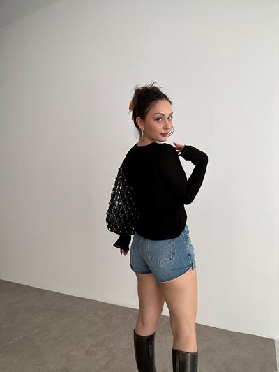 Hafif Transparan Basic Siyah Triko