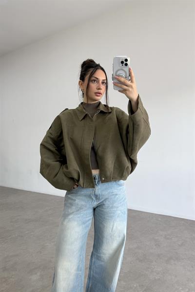 Haki Süet Bomber Ceket