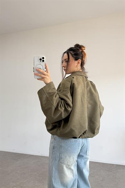 Haki Süet Bomber Ceket