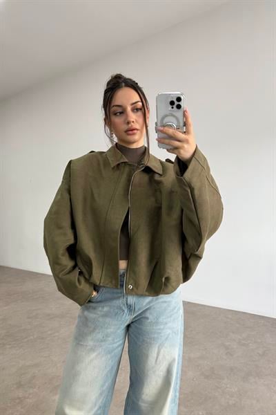 Haki Süet Bomber Ceket