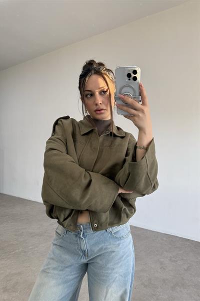 Haki Süet Bomber Ceket
