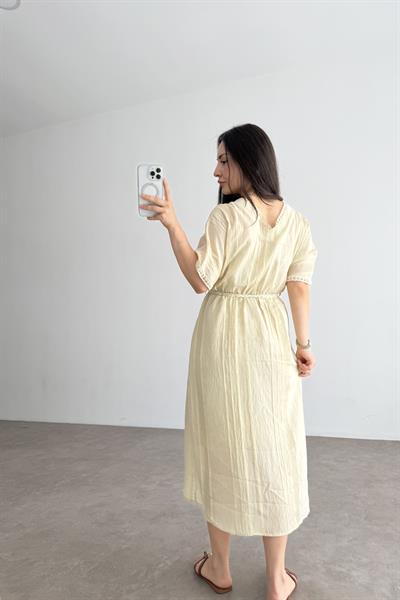 Helenistik Yeşil Midi Elbise 