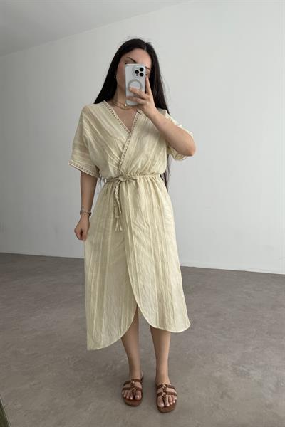 Helenistik Yeşil Midi Elbise 