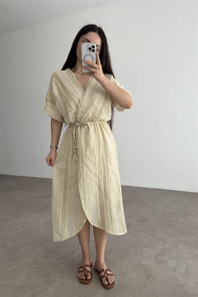 Helenistik Yeşil Midi Elbise 