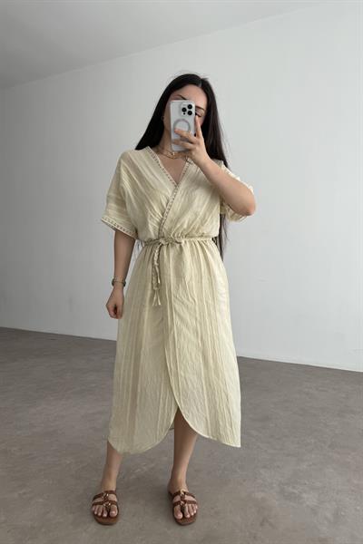 Helenistik Yeşil Midi Elbise 