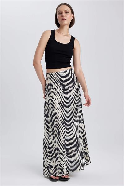 İpek Saten Desenli Etek