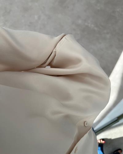 İpek Saten Dökümlü Şampanya Gömlek