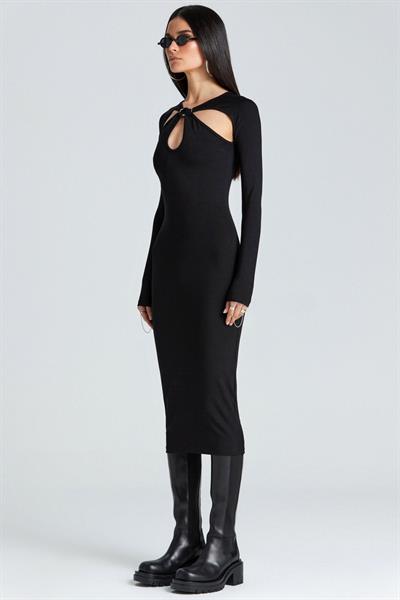 Jade Damla Dekolteli Midi Elbise