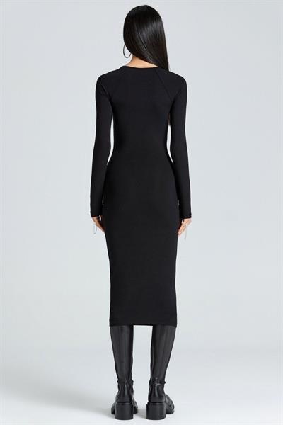 Jade Damla Dekolteli Midi Elbise