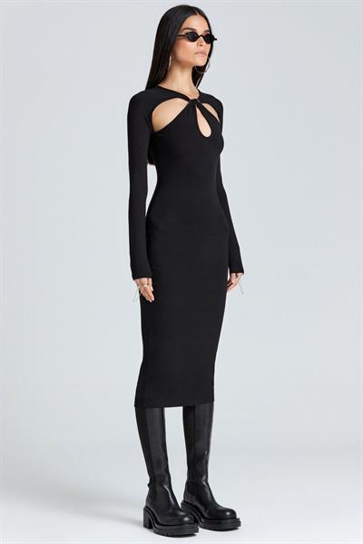 Jade Damla Dekolteli Midi Elbise