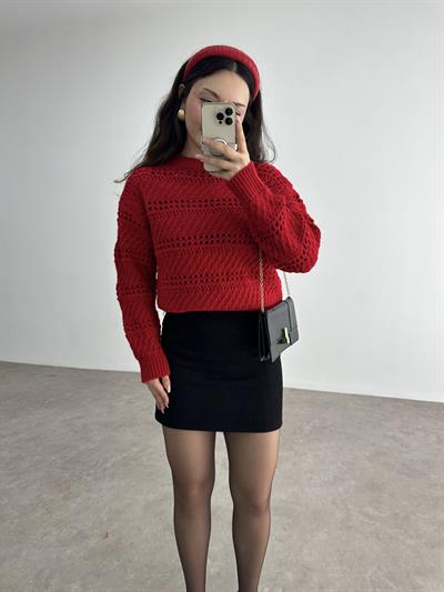 Kadife Cep Detaylı Siyah Etek