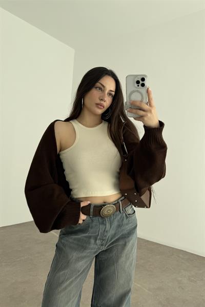 Kahve Salaş Bolero Hırka