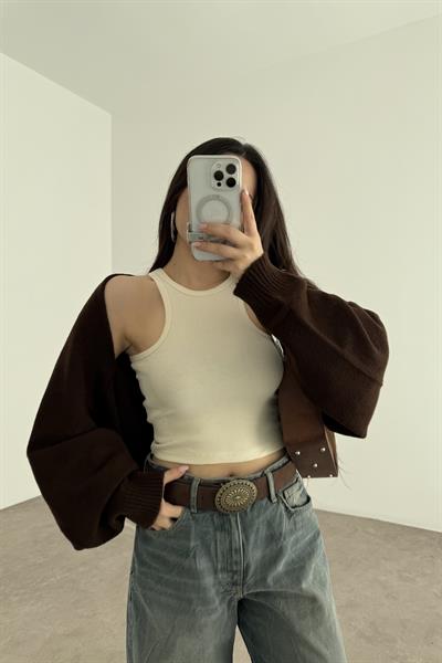 Kahve Salaş Bolero Hırka