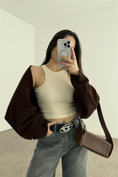 Kahve Salaş Bolero Hırka