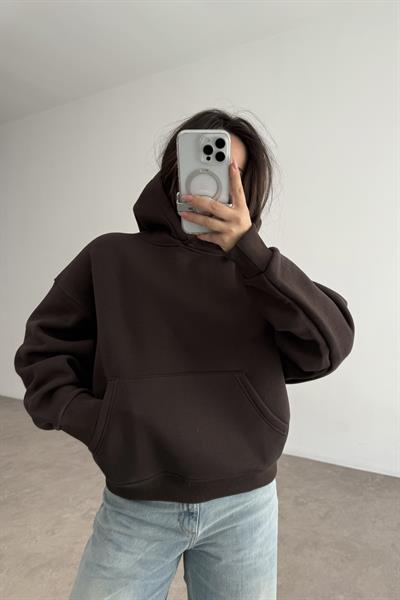 Kapşonlu Şardonlu Sweatshirt 