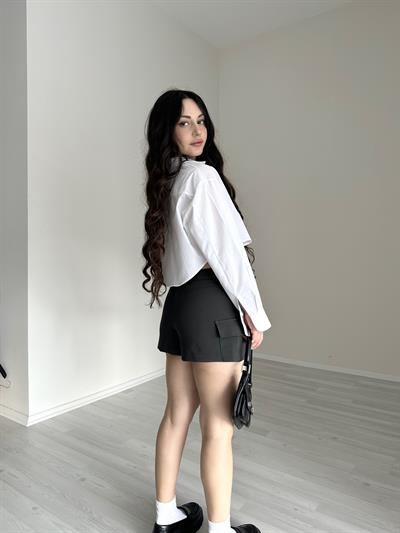 Kare Cepli Crop ck Gömlek
