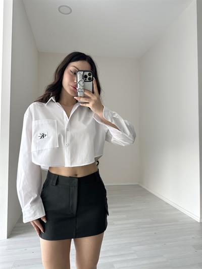 Kare Cepli Crop ck Gömlek