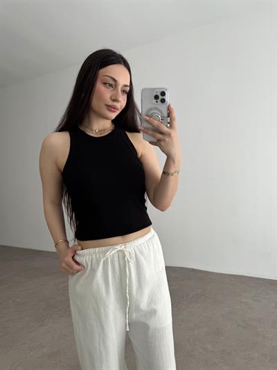 Kaşkorse Kalın Halter Yaka Atlet Siyah