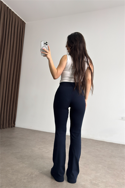 Kaşkorse Pamuklu Lacivert Flare Tayt