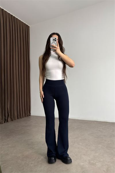 Kaşkorse Pamuklu Lacivert Flare Tayt