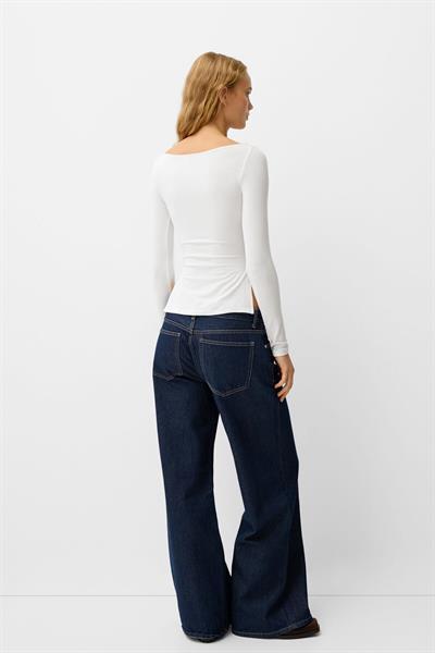 Kaşmir Pamuk Yırtmaçlı Drapeli Basic Beyaz