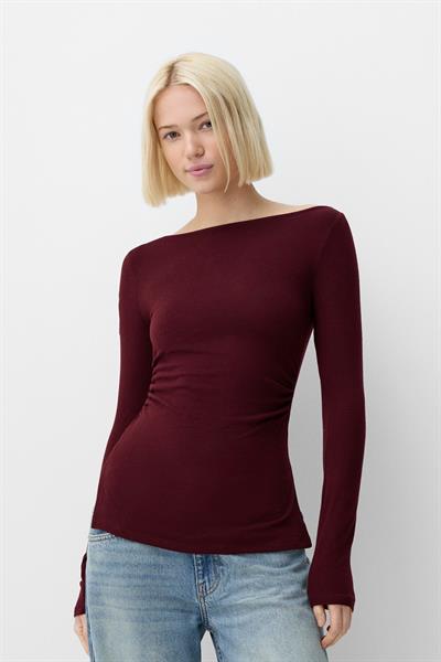 Kaşmir Pamuk Yırtmaçlı Drapeli Basic Bordo