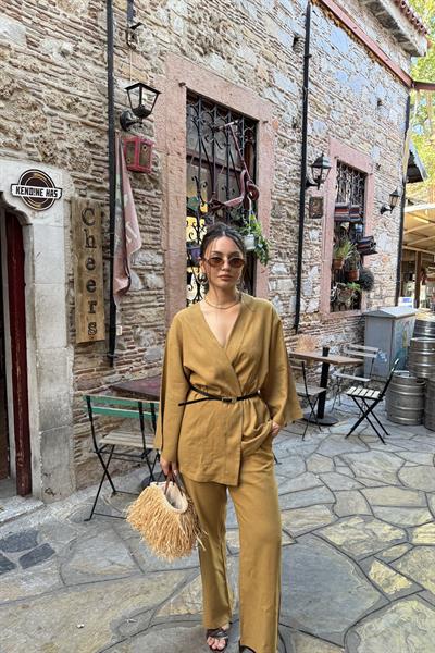 Keten Kemerli Lüks Takım Camel