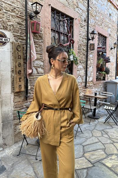 Keten Kemerli Lüks Takım Camel