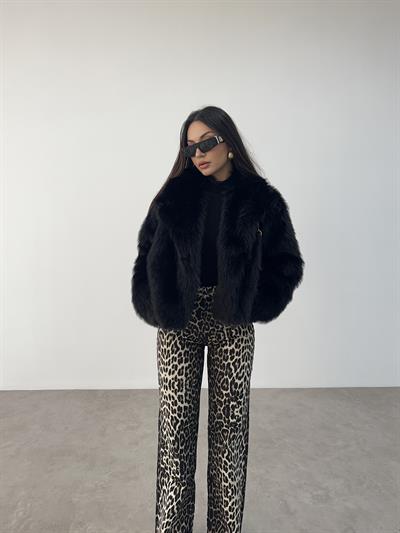 Kısa Yakalı Premium İthal Siyah Kürk