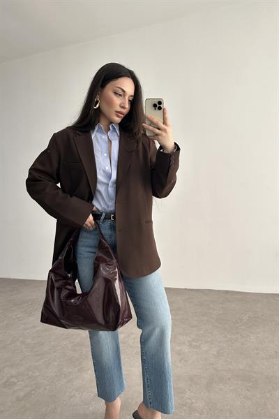 Klasik Kesim Premium Kahve Blazer Ceket
