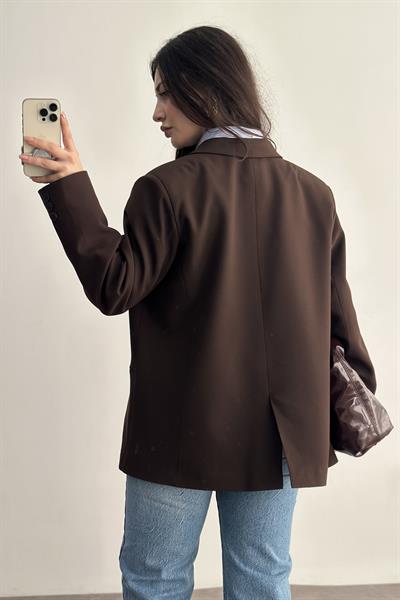 Klasik Kesim Premium Kahve Blazer Ceket