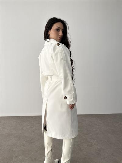 Klasik Kesim Premium Beyaz Trenç Kot