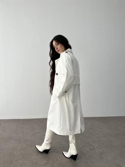 Klasik Kesim Premium Beyaz Trenç Kot