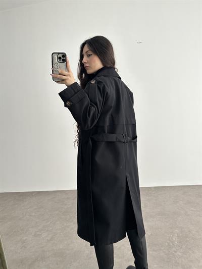 Klasik Kesim Premium Siyah Trenç Kot