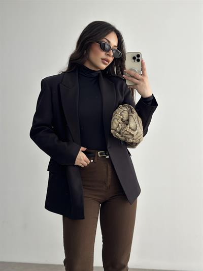Klasik Kesim Siyah Blazer Ceket