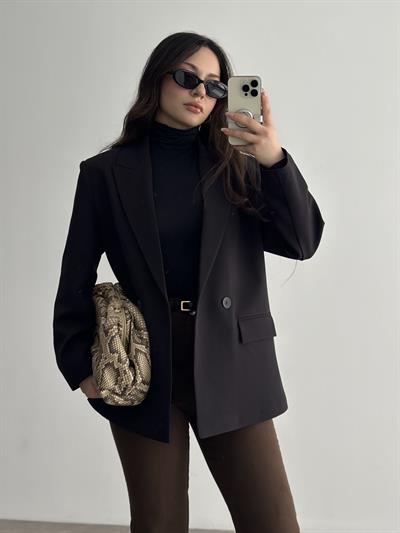 Klasik Kesim Siyah Blazer Ceket