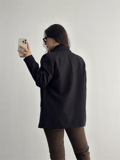 Klasik Kesim Siyah Blazer Ceket