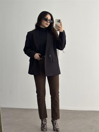 Klasik Kesim Siyah Blazer Ceket
