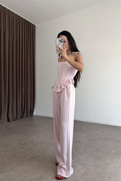Korse Pantolon Pembe-Ekru Spor Takım