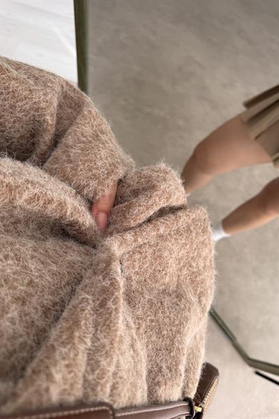 Kruvaze Kırçıllı Yün Soft Kahve Ceket