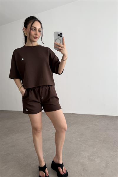 Lcs Rahat Kesim Şort Takım Kahve