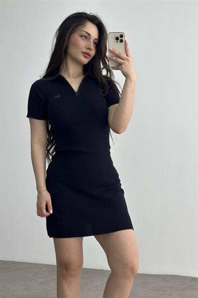 Lcst Fitilli Polo Yaka Elbise Lacivert