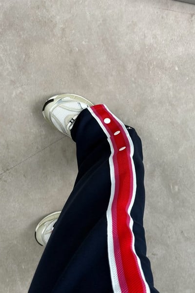 Lcst Paçası Çıt Çıtlı Şeritli Lacivert Eşofman Takımı