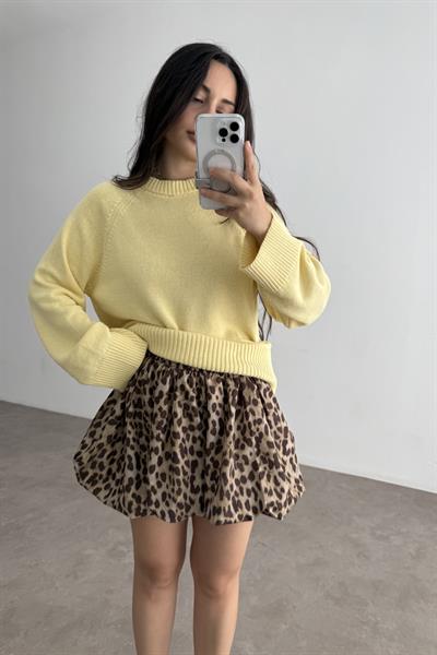 Leopar Desenli Balon Etek