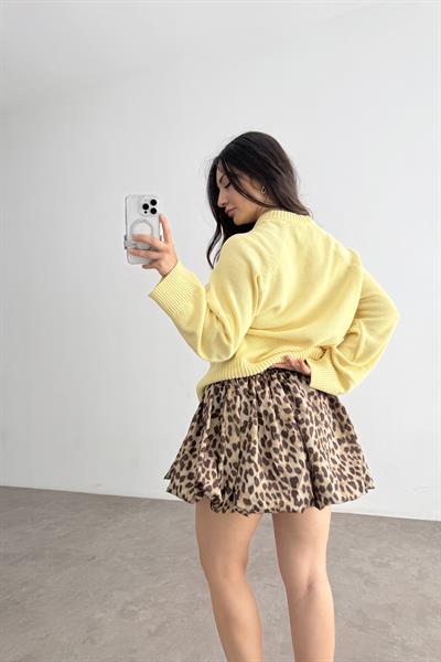 Leopar Desenli Balon Etek