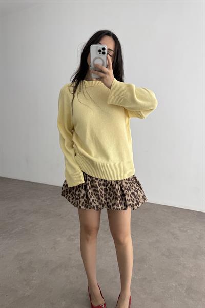 Leopar Desenli Balon Etek