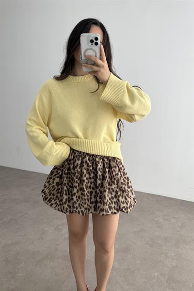 Leopar Desenli Balon Etek