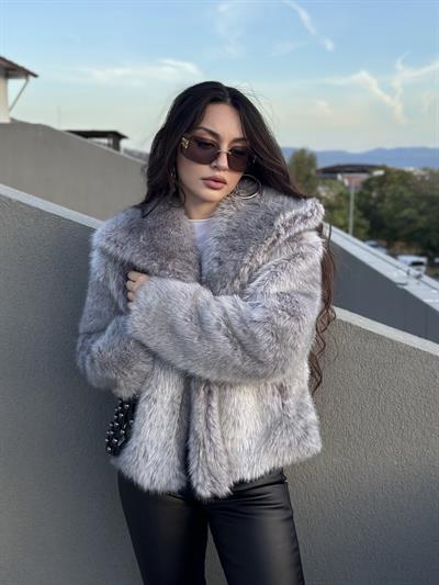 Lüx Kalite Kürk Gri Pizzly