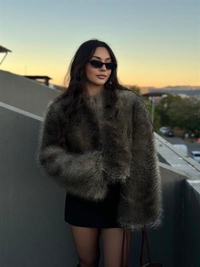 Lüx Kalite Rakun Faux Kürk